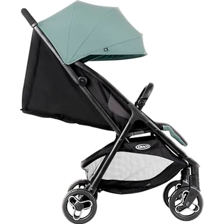 Graco Myavo™ Reisebuggy, leicht, schnell zusammenklappbar, freistehend zusammengeklappt, großem Staukorb, inkl. Regenverdeck, Mint – Bild 3
