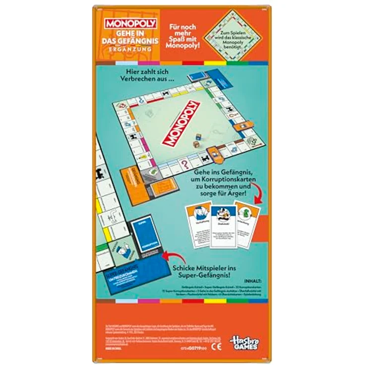Monopoly Erweiterung „Gehe in das Gefängnis“, Brettspiel für klassisches Monopoly mit neuen Korruptionskarten, deutsche Fassung – Bild 5