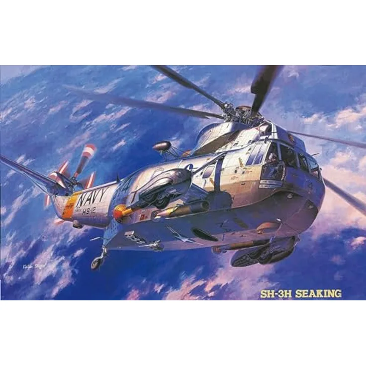 Hasegawa 07201 1/48 SH-3H Sea King Modellbausatz, Schwarz, Marineblau
