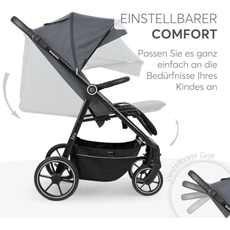 Kikkaboo Kinder-Buggy Kinderwagen Lucy Gurt, Rückenlehne verstellbar, Federung, Hinterradbremse, blau – Bild 2