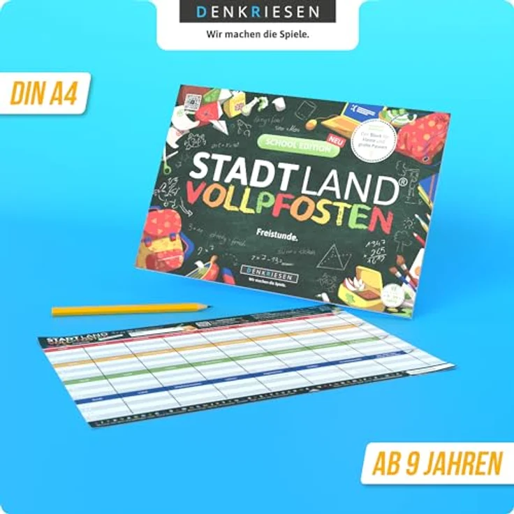 DENKRIESEN Stadt Land Vollpfosten® A4 – School Edition | Ab 9 Jahren | Spezialfelder, ABC-Leiste, hochwertiges Markenspiel – Bild 3