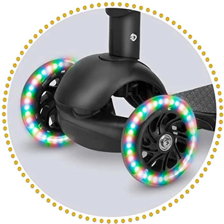 Ricokids 3-in-1-Laufroller für Kinder, Dreirädriger Scooter mit verstellbarem Sitz und Lenker, drei große Räder, rutschfeste Plattform, Farbe: Schwarz, für Kinder ab 3 Jahren, max. Gewicht 30 kg – Bild 3