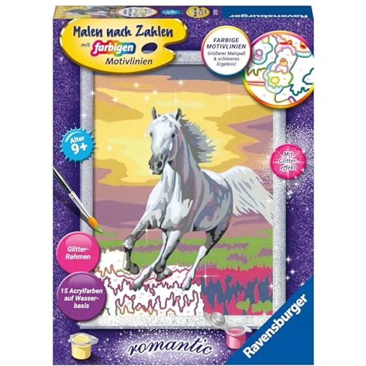 Ravensburger Malen nach Zahlen 23768 - Galoppierender Schimmel - Kinder ab 9 Jahren