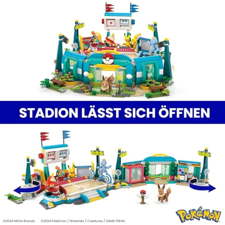 MEGA Pokémon Adventure Builder Stadio, Klemmbausteine mit integrierter Trainingsarena, Pokéball-Station und funktionierender Tür – Bild 3