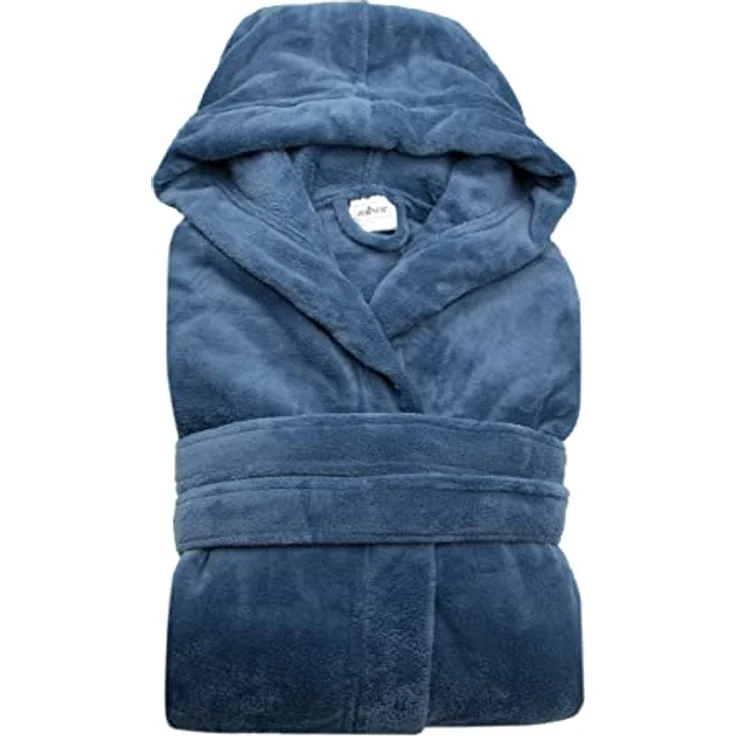 ZOLLNER Unisex-Bademantel, 100% Polyester, mit Kapuze und Gürtel, vom Hotelwäschespezialisten, verschiedene Farben verfügbar, S-XXL – Bild 3