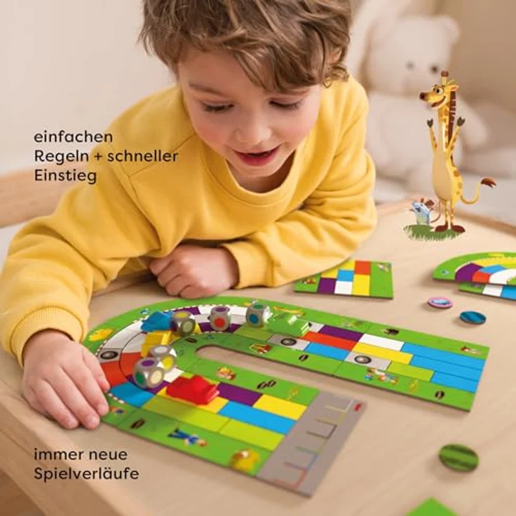 HABA Monza, Rasantes Brettspiel und Auto-Rennspiel für Kinder ab 5 Jahren, mit 6 bunten Holzautos und Farbwürfeln – Bild 4