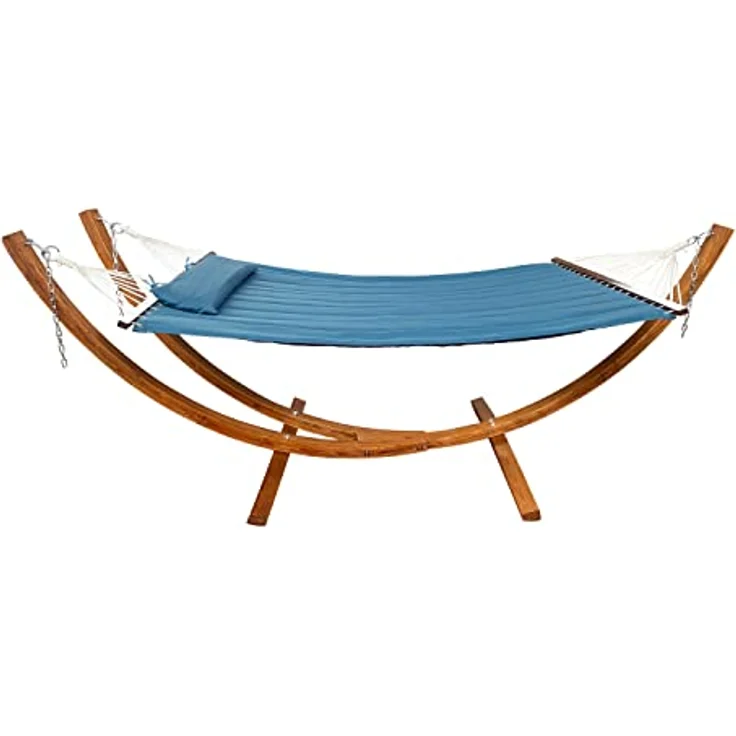 AXI Hawaï Hängematte für 2 Personen mit Gestell aus Holz | Outdoor Hängematten-Set mit Holzgestell & XXL Hängematte in Blau. – Bild 2