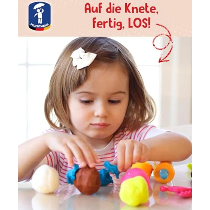 Feuchtmann Modelliermasse JUNiORKNET Maxi, 14 x 35g vegane und glutenfreie Kinderknete nicht trocknend, bunt – Bild 5