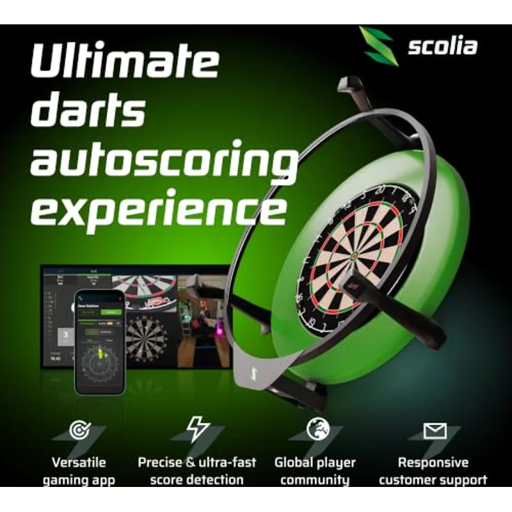 Scolia "Home 2 Flex" Autoscoring-System, automatische Punktezählung für Steeldarts mit 360° LED Beleuchtung, flexibles Abo-Modell – Bild 3