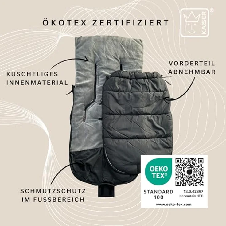 Kaiser Fußsack Akiko Thermo Kinderwagenfußsack, universal einsetzbar für alle Gurtsysteme, 100 x 45 cm, Pflegeleicht, für 6-36 Monate – Bild 4