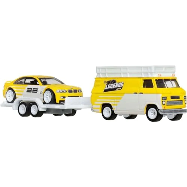 Hot Wheels Legends Team Transportfahrzeug, 1:64 Modell BMW M3 E46 und Rallye-Truck, Sammler-Edition mit Metall/Metall-Karosserie – Bild 1