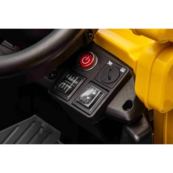 RIRICAR Lizenzierter Caterpillar Elektrobagger mit Hang- und Grabschaufel, Einzelsitz, Gelb, 2 x 30W Motoren, Lithium-Batterie, USB-Anschluss, Fernsteuerung – Bild 3