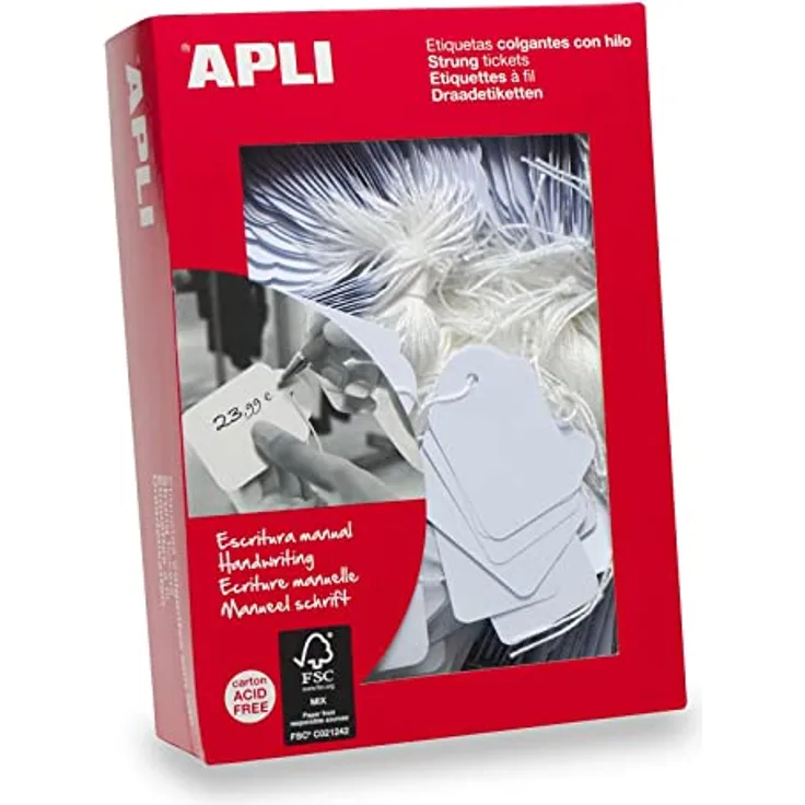 APLI Kids Charms 396 – Pack von 400 Etiketten, 50 x 70 mm, weiß, hängend mit Faden