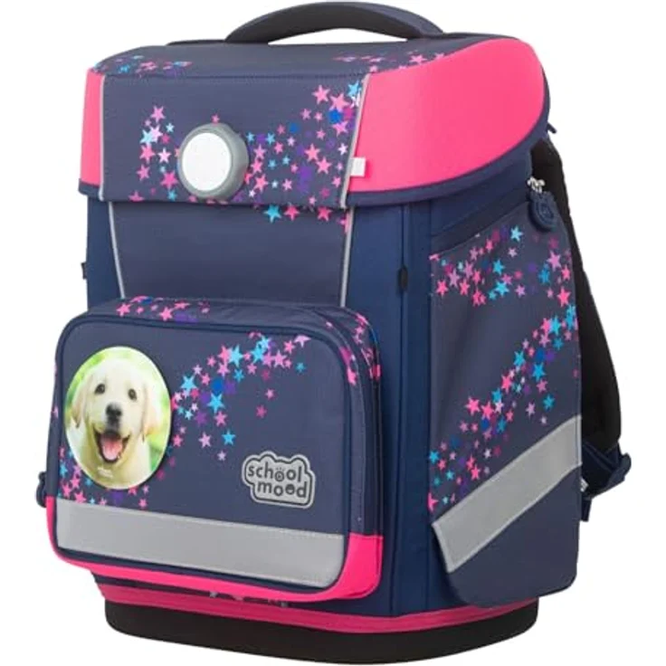 SCHOOL-MOOD Schulranzenset Champion Maxx Leni (Hund) 7-teilig, Grundschule Schulrucksack mit großem Hauptfach und retroreflektierenden Flächen, wasserundurchlässigem Boden und fixierbarem Turnbeutel – Bild 3