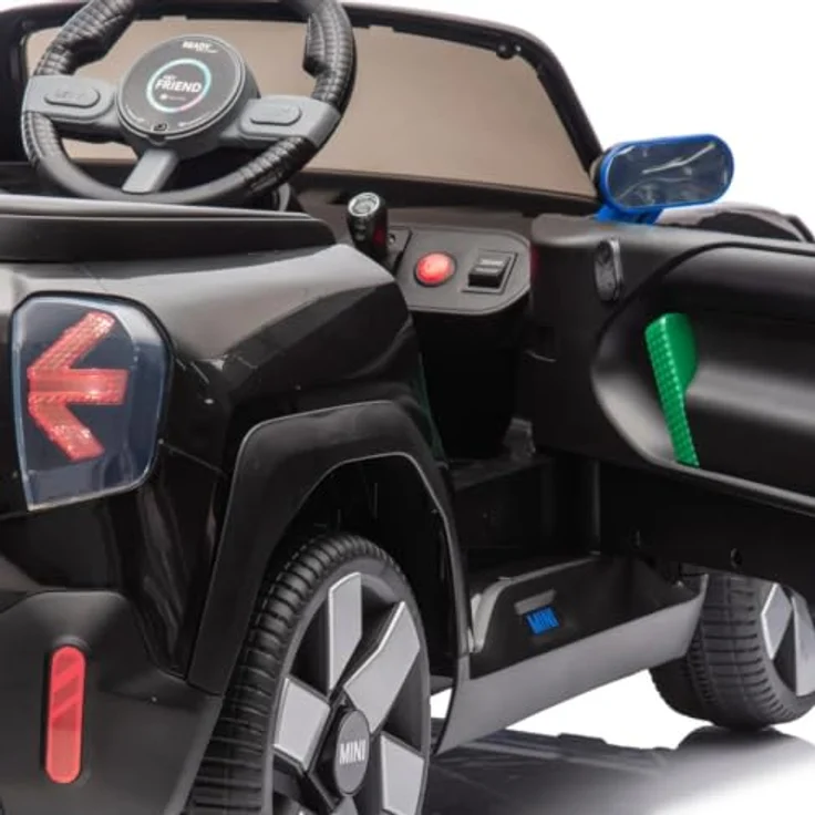 Vrooomy MINI Aceman Kinder Elektroauto 12V, mit Fernbedienung, Black, für 1 bis 5 Jahre, Sicherheitsgurte, MP3-Player, Soft-Start-Funktion, 2 Motoren – Bild 3