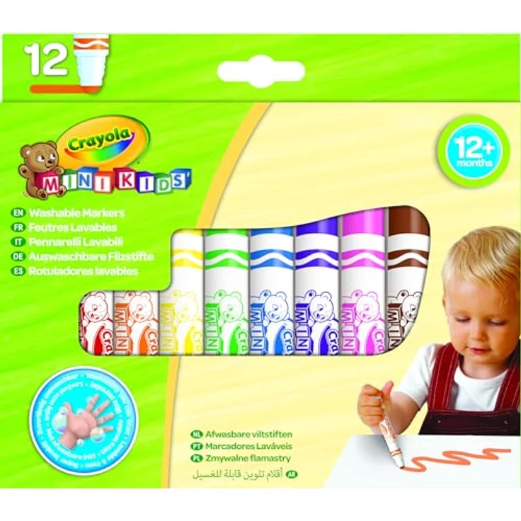 Crayola Mini Kids Filzstifte Kinder Auswaschbar, Malstifte Set Für Kleinkinder In 12 Verschiedenen Farbtönen, Ungiftige Filzstifte, Bastel Set, Fasermaler Kinder, Malstifte Kleinkinder Ab 1 Jahr – Bild 3