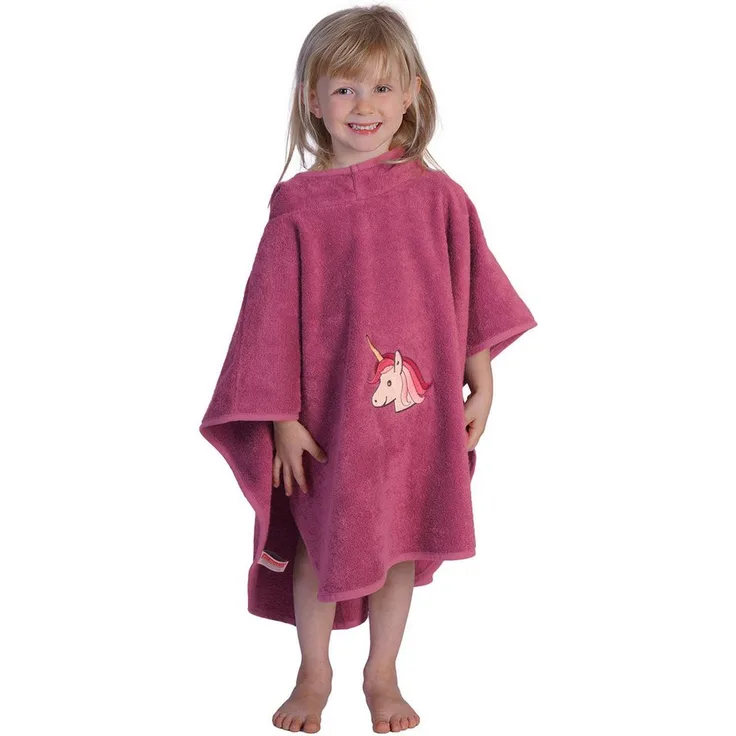 Wörner Badeponcho Einhorn, Baumwolle mit Kapuze, maschinenwaschbar und trocknergeeignet