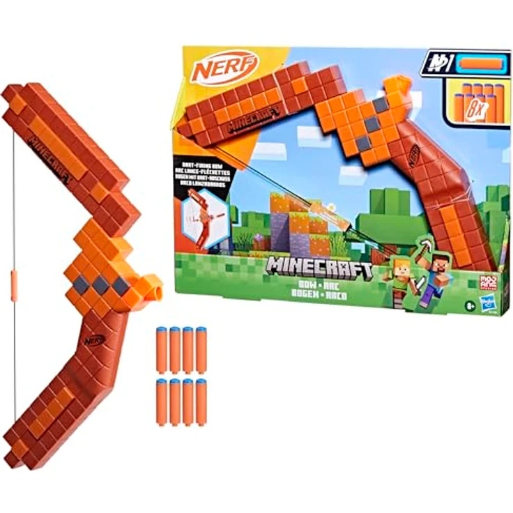 NERF Nerf Minecraft Bogen Dart-Blaster, inkl. 8 Nerf N1 Darts, schnurgespannt für präzisen Abschuss – Bild 2