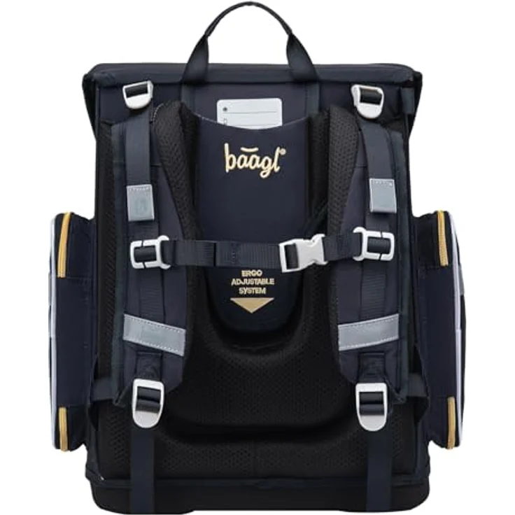 Baagl Schulranzen Set 3-teilig Ergo, Mädchen, Unicorn Gold, ergonomisches Design, Fidlock-Verschluss, wasserabweisend, 19 l Volumen – Bild 3