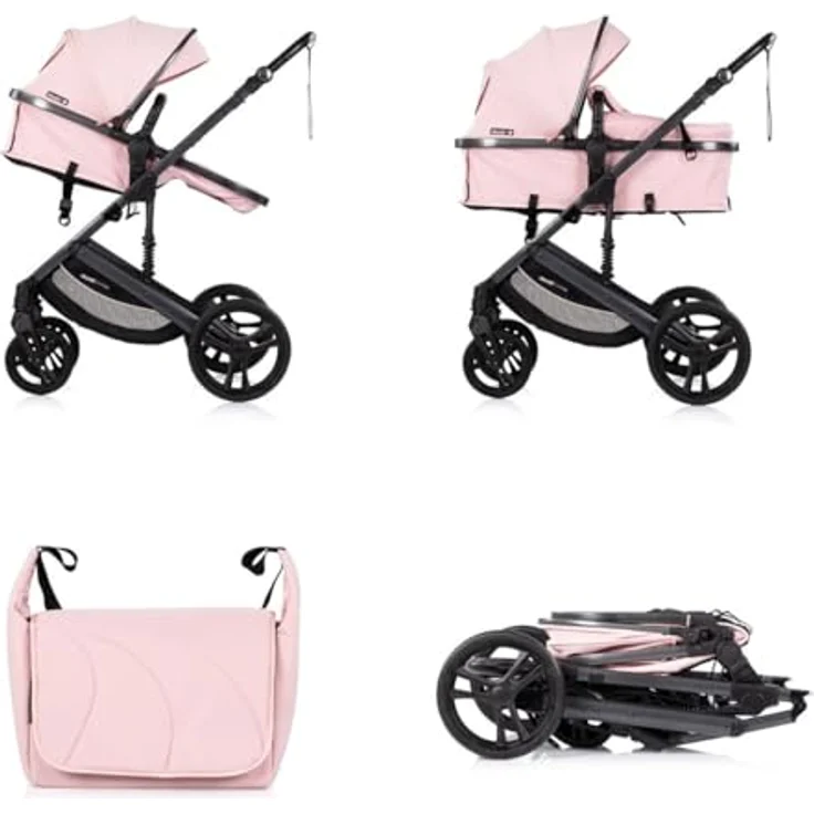 Chipolino Kinderwagen 2 in 1 Amore, mit Getränkehalter, Wickeltasche und Fußabdeckung, rosa pink – Bild 5