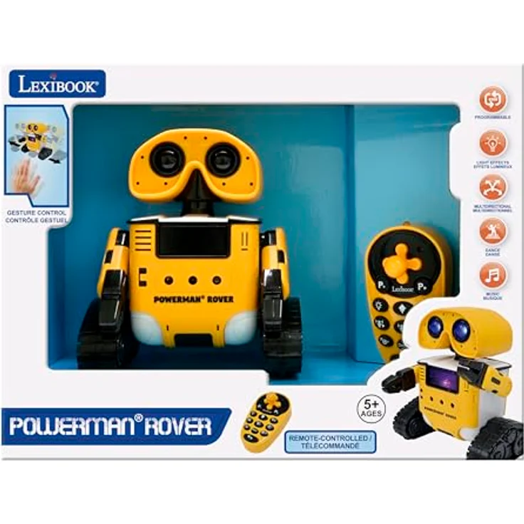 Lexibook Powerman Rover - Niedlicher Roboterbegleiter mit Fernbedienung, Gestensteuerung, Musik, Tanzen, Wiederholen, Licht- und Soundeffekten - STEM-programmierbar, ROB14 – Bild 5