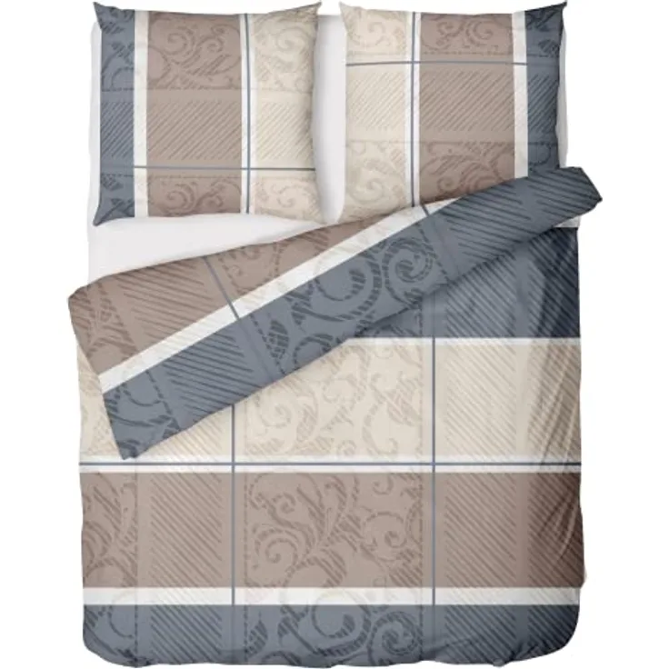 LINKHOFF Biber Bettwäsche 135x200 2tlg | Kuschelige Bettwäsche Taupe Beige | 100% Baumwolle | Kissenbezug 80x80 + Bettbezug 135x200
