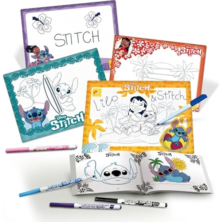 Lisciani Disney Stitch Zeichenschule, Kreativset mit 4 parfümierten Filzstiften und 4 wiederverwendbaren Schreib- und Löschtafeln, für Kinder ab 5 Jahren – Bild 2
