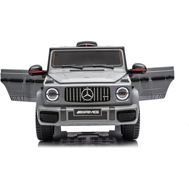 FINOOS Mercedes Benz G63 Kinder Elektroauto 12V mit Fernbedienung, grau, 2 Motoren, LED-Scheinwerfer, USB/AUX/SD-Slot, Sicherheitsfunktionen – Bild 4