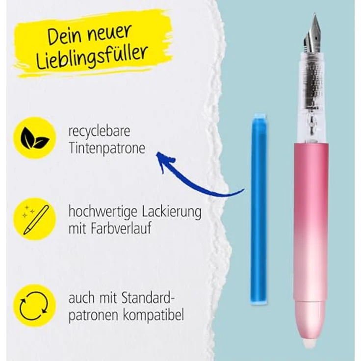 Online Pen magiXX Radierbarer Füller, blaue Tinte, inkl. 4 Patronen, Schreibgerät für Rechts- und Linkshänder – Bild 6