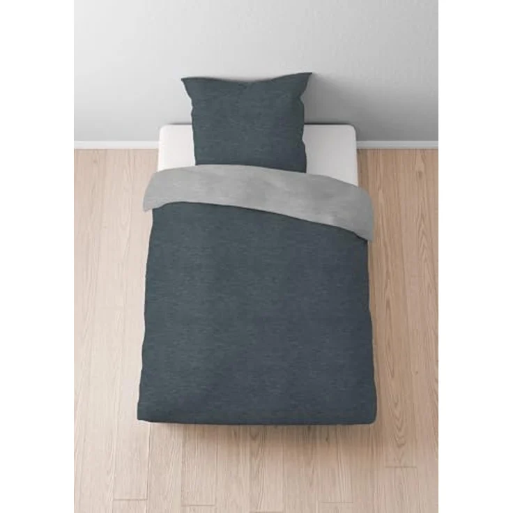 Traumhaft schlafen - Castell - Markenbettwäsche Bettwäsche Jersey 0070732 Uni 1x 135x200 cm + 1x 80x80 cm, Titanium - 100% Baumwolle, hautsympathisch, atmungsaktiv – Bild 5