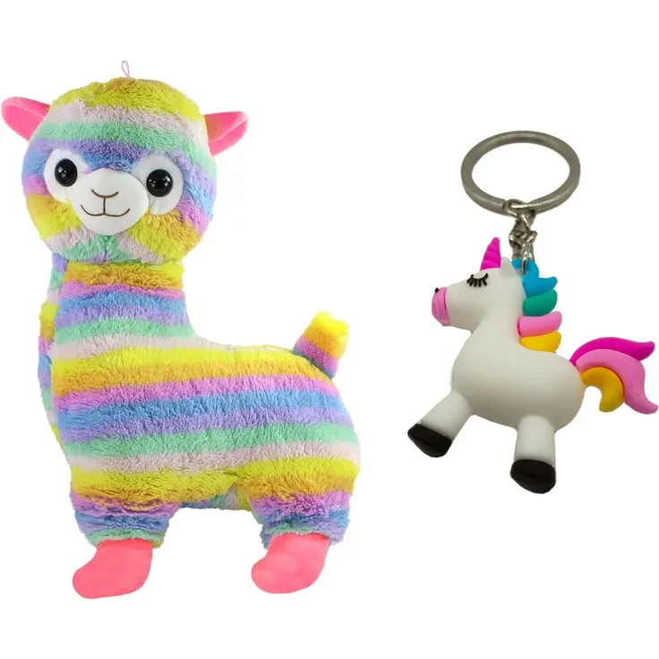 soma Kuscheltier Alpaka Regenbogen Plüsch-Tier 43 cm groß, Super weicher Stofftier für Kinder, bunt