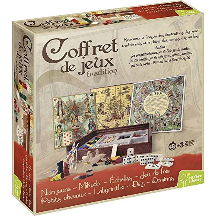 Jeujura jeujuraj21319 Traditionelle Spiele Set aus Holz, 32,5 x 32,5 x 6,5 cm, für Kinder ab 5 Jahren, China hergestellt – Bild 4
