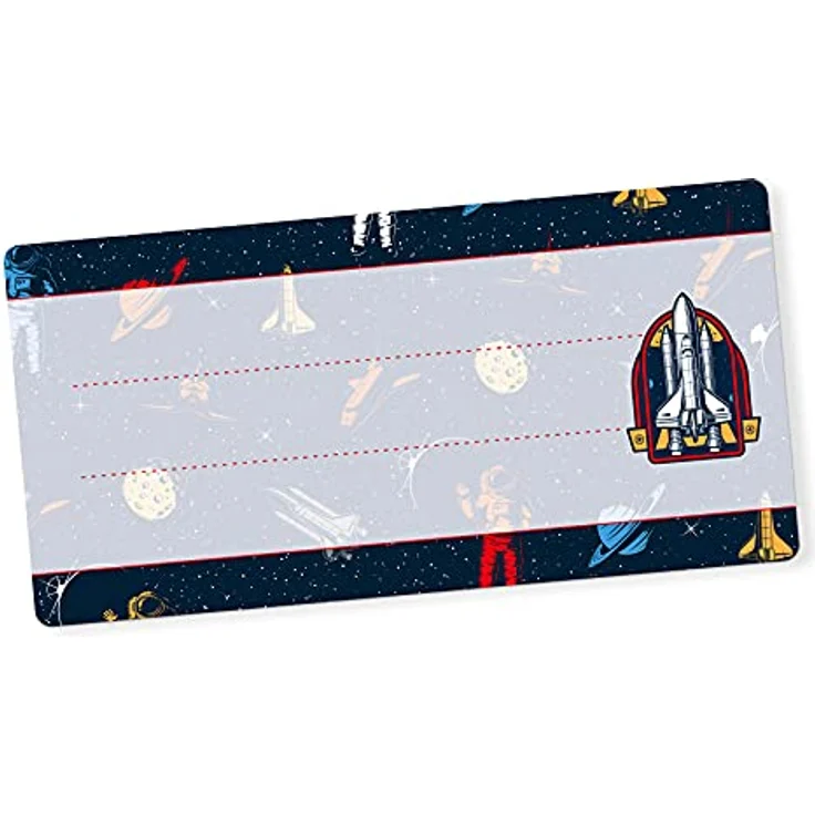 itenga 40x Buchetiketten Heftetiketten 9x4,5cm, selbstklebend, beschreibbar, Aufkleber aus Haftpapier (Weltraum) – Bild 1
