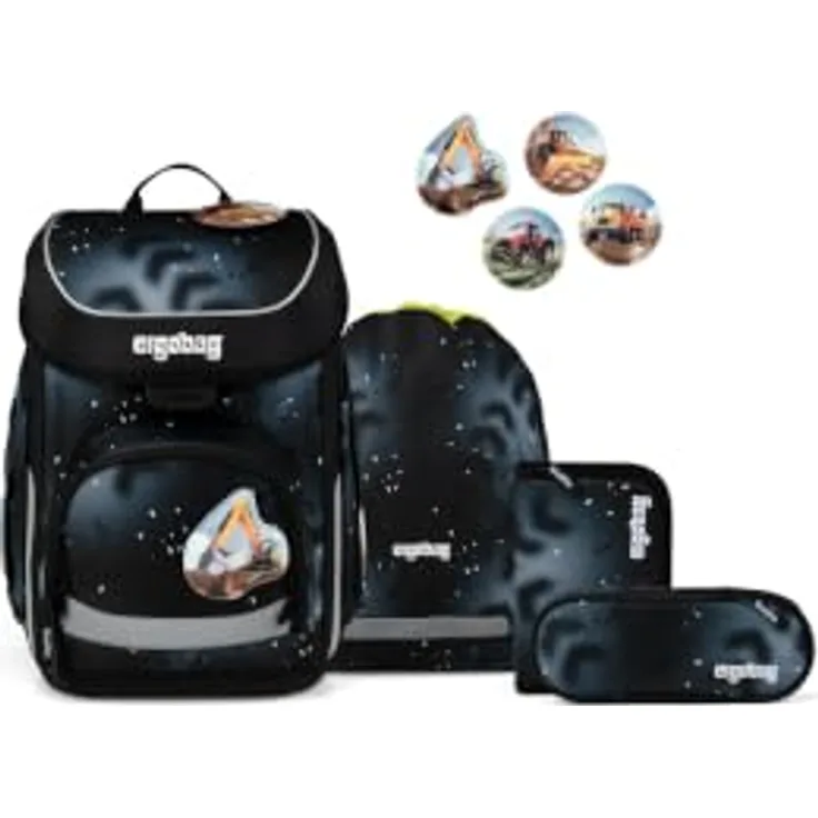 ergobag cubo Schulranzen-Set FundBärment, 21 Liter Volumen, inklusive gefülltem Federmäppchen, Sportbeutel und wasserabweisender Imprägnierung