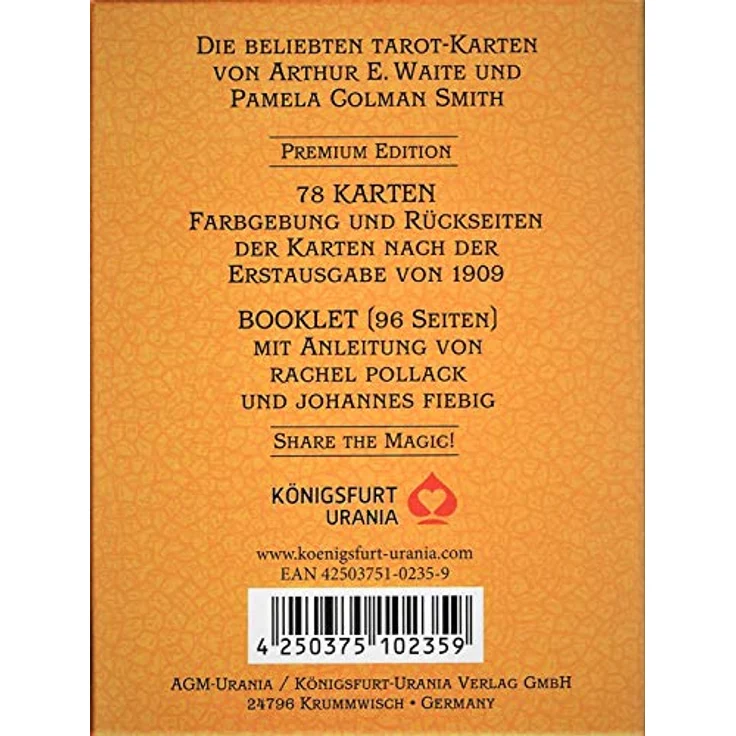 Königsfurt-Urania Premium Tarot von A.E. Waite, 78 Karten, Deluxe Edition mit dezenter Farbgebung und „Brown Pebble“-Design – Bild 2