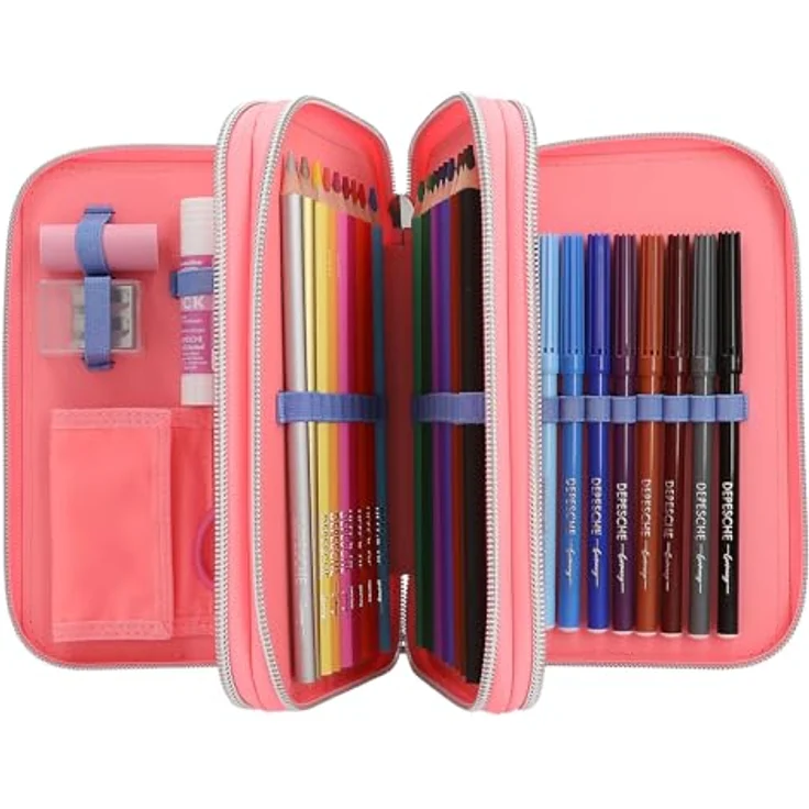 Depesche 3-Fach Federtasche mit Wendepailletten TOPModel, pink-schimmernd mit Doppel-Model-Motiv – Bild 5