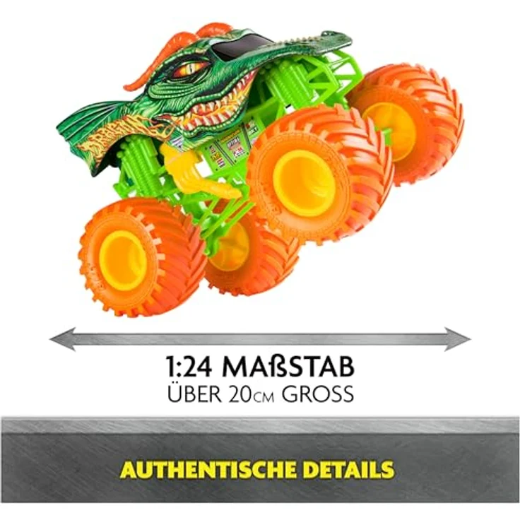 Monster Jam Dragon Monster Truck, detailreiches Metall-Spritzguss-Fahrzeug im Maßstab 1:24 mit funktionierender Federung und BKT-Gummireifen, Spielzeug für Kinder ab 3 Jahren – Bild 2