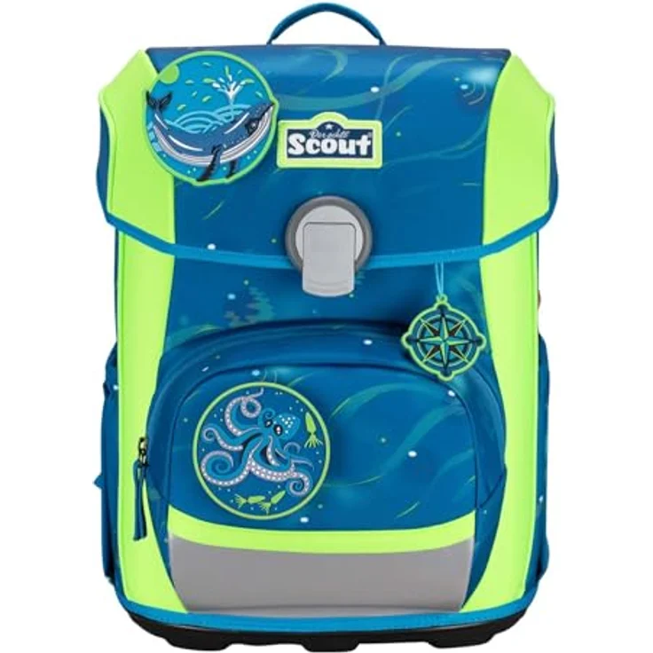 Scout Schulranzen Scout Neo Set Deep Sea, ergonomisch mit hervorragender Sichtbarkeit, inklusive Sportbeutel und Federmäppchen – Bild 2