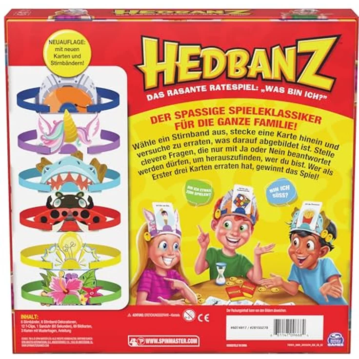 Spin Master Games Hedbanz Neuauflage (2025), das rasante Ratespiel für 2-6 Spieler*Innen ab 6 Jahren mit 6 individuellen Stirnbändern und 70 Bildkarten – Bild 3