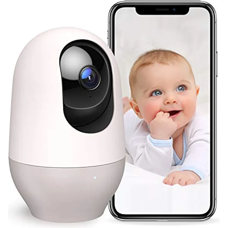 nooie 360° Babyphone, WLAN Baby Kamera mit 1080P HD Nachtsicht, KI-Tracking, Gegensprechfunktion, kompatibel mit Alexa und 2.4GHz WiFi