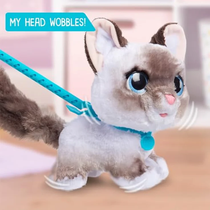 Hasbro Furreal Friends Wag-a-Lots Kitty, Interaktiver Roboter-Kater mit Leine, rosa, 20 cm, für Kinder ab 4 Jahren – Bild 4