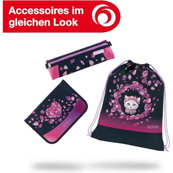 Herlitz Schulranzen Set Loop Plus 2026, 4-teiliges Mädchen Set in Dunkelrosa mit Schulranzen, Schüleretui, Schlampermäppchen und Sportbeutel – Bild 7