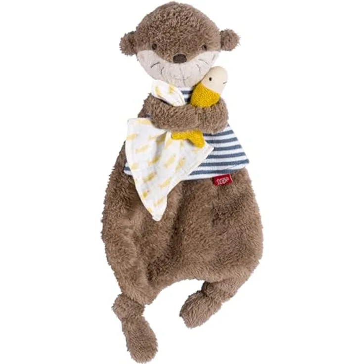 Fehn Schmusetuch Otter – Stofftier-Schnuffeltuch mit Otter-Köpfchen zum Greifen, Fühlen, Knuddeln für Babys, 36 cm, Plüsch, Strick, Musselin, Mehrfarbig