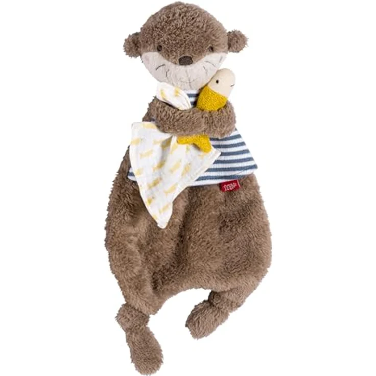 Fehn Schmusetuch Otter – Stofftier-Schnuffeltuch mit Otter-Köpfchen zum Greifen, Fühlen, Knuddeln für Babys, 36 cm, Plüsch, Strick, Musselin, Mehrfarbig – Bild 1