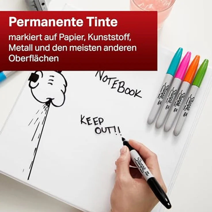 Sharpie Permanent Marker | Marker Stifte mit feiner Spitze | gemischte Farben | 12 Stück Market Set – Bild 4
