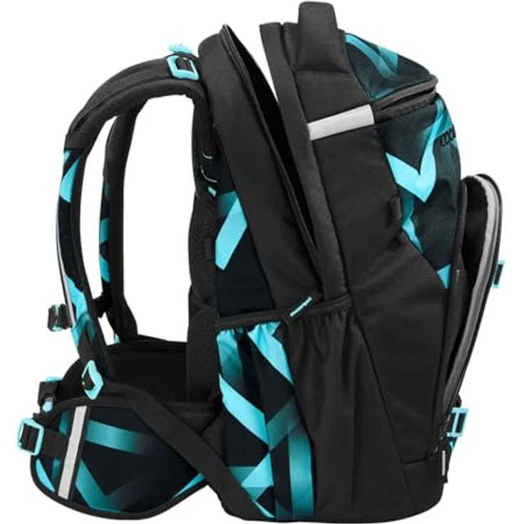 Coocazoo Byte Schulrucksack, ergonomisches Tragesystem, 28 Liter Volumen, Schwarz mit reflektierenden Flächen – Bild 4