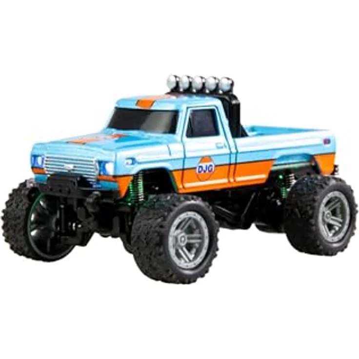 Amewi RC-Monstertruck Die Cast 1:64 RTR, blau/orange mit Pistolenfernsteuerung, drei Geschwindigkeitsstufen und Tempomat-Funktion – Bild 1