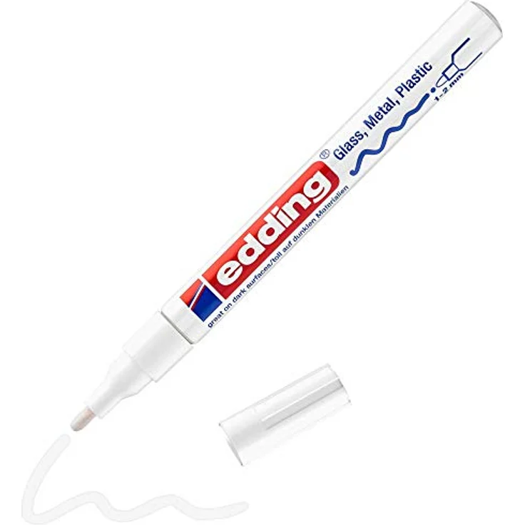 edding 751 Glanzlackmarker - weiß - 1 Lackmarker - Rundspitze 1-2 mm - Lackstift für Glas, Stein, Holz, Kunststoff und Papier - wasserfest, stark deckend – Bild 1