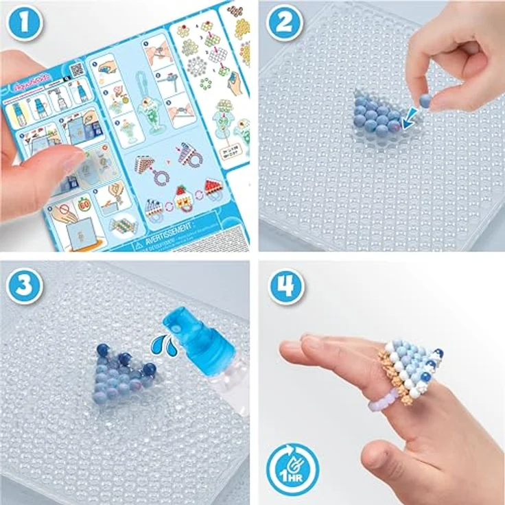 Aquabeads Kreativset Süßigkeiten Anhänger Bastelset, 700 bunte Perlen, ideal für Kinder ab 4 Jahren, inklusive Anhänger- und Ring-Adaptern – Bild 7