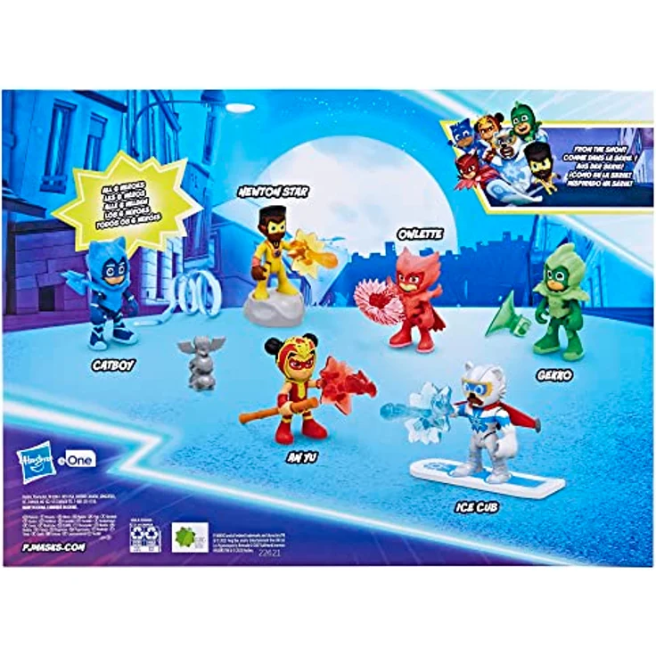 PJMasks Meet The Power Heroes, Sammelfiguren-Set mit 6 beweglichen Actionfiguren und 14 Zubehörteilen – Bild 4